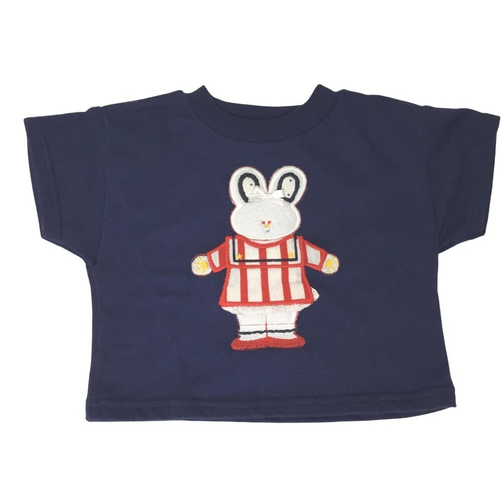VTG BUSTER BROWN 2T Red White Blue Bunny Shirt Patriotic July 4 Applique VBC